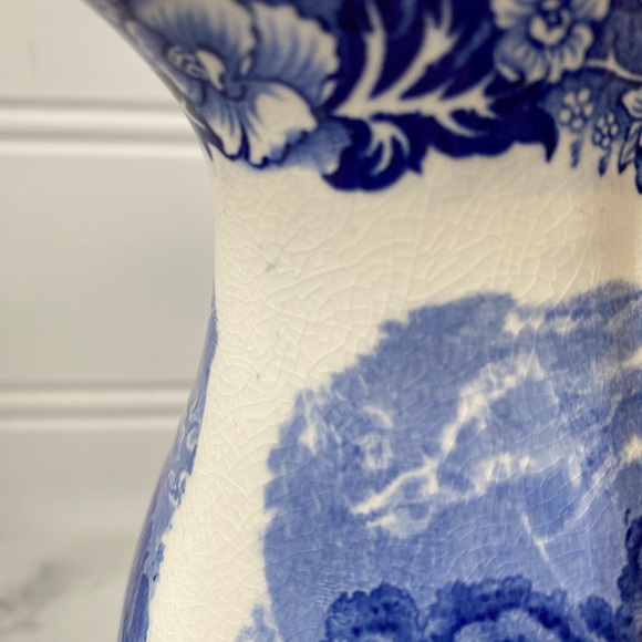 Vintage Palissy Pottery Park Place Henley Thames River Scene Blue White Pitcher - Picture 5 of 10